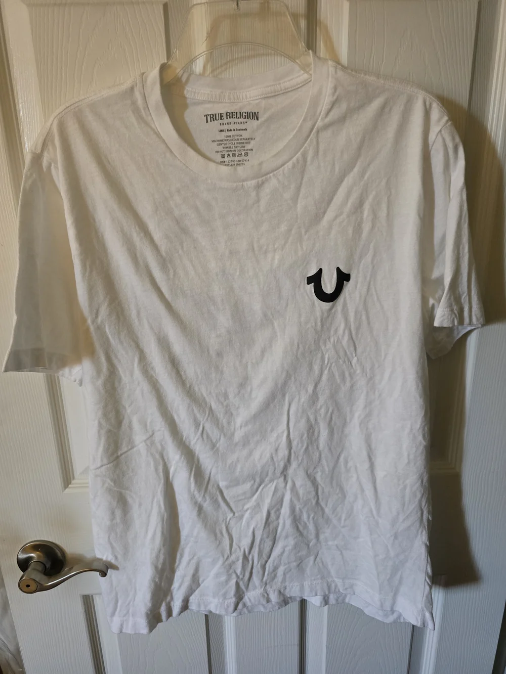 True Religion White Graphic Tee with Buddha Logo Mens Large